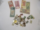Assorted Foreign Currency and Stamps