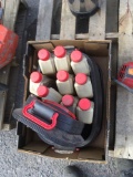 Box with Castrol Oil and Oil Pans