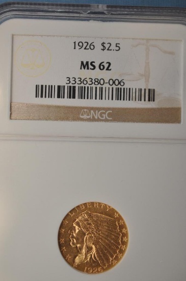 NGC Graded 1926 Indian Head $2.50 Gold