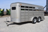 '09 Delta 16' bumper hitch livestock trailer