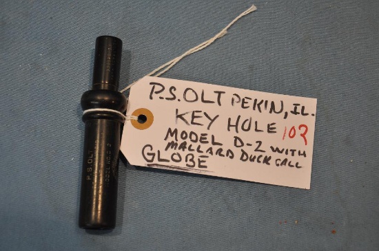 P.S. OLT MODEL D-2 KEY HOLE GLOBE MALLARD DUCK CALL, HANDLING WEAR