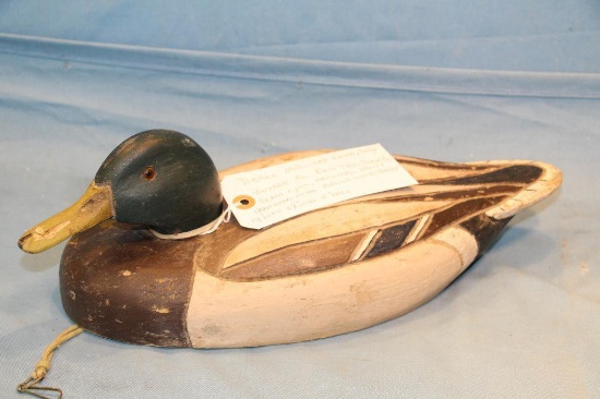 DRAKE MALLARD FACTORY BALSA WOOD DECOY, AL REIS TRU-DUXCO.