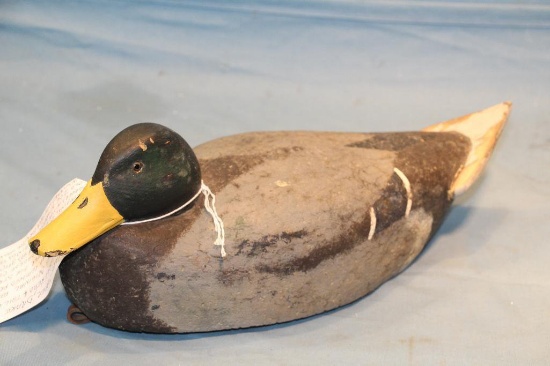 DRAKE MALLARD WOODEN DECOY, CORK BODY