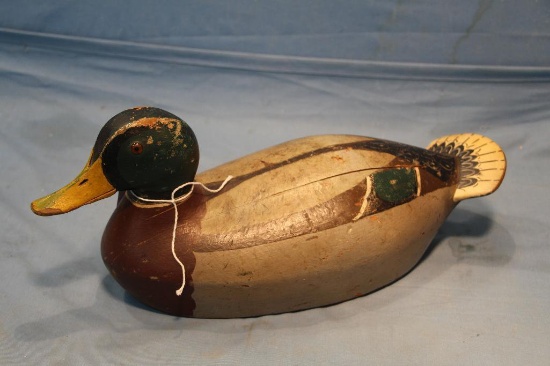 DRAKE MALLARD WOODEN DECOY, UNKNOWN CARVER