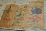 (3) OLD GUNNY SACKS W/GOOD GRAPHICS