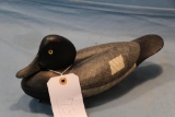 FOLK ART ROBERT DALEY BLUE BILL WOOD DECOY, CRACK TO SIDES