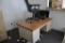 METAL DESK, LEATHER OFFICE CHAIR, LENOVO COMPUTER