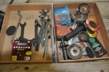 (2) LOT BOXES OF TOOLS TO INCLUDE: STAPLES, GRINDING WHEELS, CHUCKS, ETC