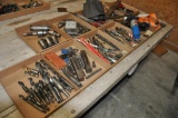LARGE QUANTITY OF DRILL BITS, REAMERS, CUTTERS, CHUCK HEADS, AND OTHER ITEMS AS PICTURED