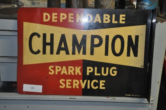 DEPENDABLE CHAMPION SPARK PLUG SERVICE FLANGE SIGN
