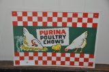 PURINA POULTRY CHOWS CHICKEN FEED ADVERTISING SIGN