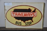 TRAILWAYS BUS STOP FLANGE SIGN