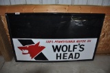 WOLF'S HEAD 100% PENNSYLVANIA MOTOR OIL DEALERSHIP SIGN