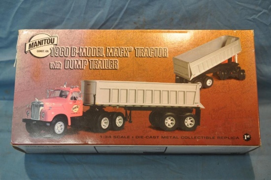 FIRST GEAR 1/34TH SCALE MACK 1960 MODEL B TRACTOR AND DUMP TRAILER