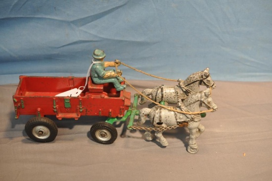 CAST IRON HORSE AND WAGON