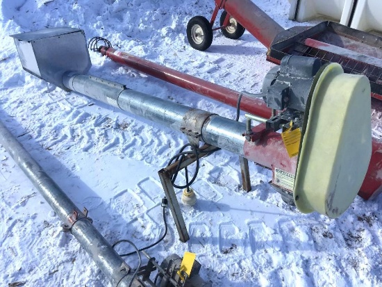 6" x 9' grain transfer auger w/hopper & elec. motor