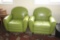 (2) Lime green vinyl lounge chairs
