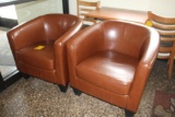 (2) Brown vinyl lounge chairs
