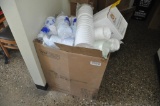 HUGE QUANTITY OF DISPOSABLE CUPS, DISPOSABLE SOUP BOWLS, DONUT BOXES, PLASTIC CUTLERY, AND OTHER