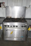 Castle 6 burner commercial stove top oven