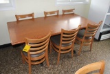 Wooden double pedestal table w/6 chairs
