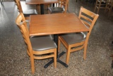 Wooden single pedestal table w/2 chairs