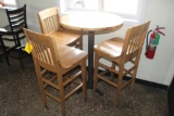 High top pub style wooden table and 3 chairs