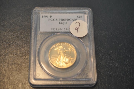 1991 PCGS PR69 DCAM 25 DOLLAR GOLD EAGLE