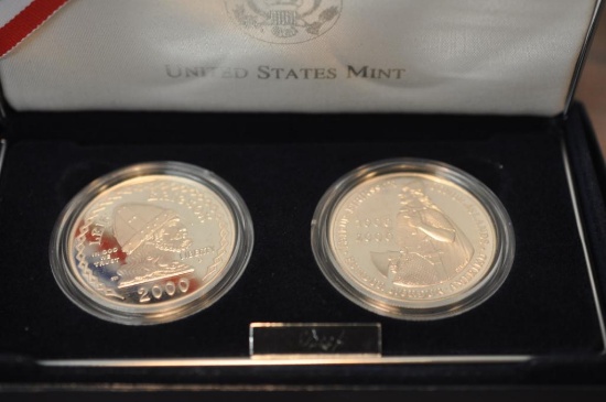 2000 LEIF ERICSON TWO COIN SILVER DOLLAR SET