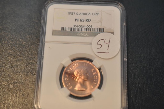 1957 NGC PF 65 RD S. AFRICA 1/2P