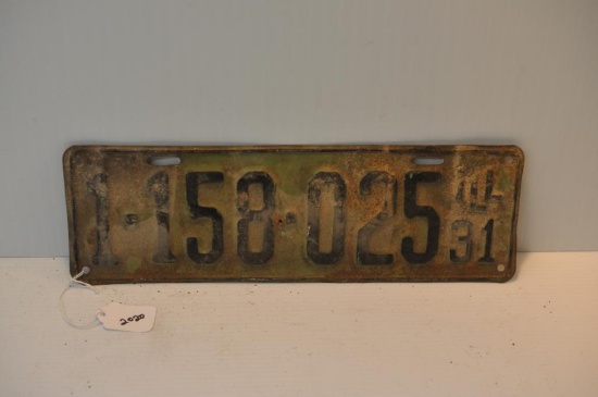 1931 ILLINOIS LICENSE PLATE