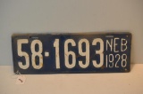 1928 NEBRASKA LICENSE PLATE