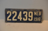 1916 NEBRASKA LICENSE PLATE