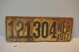 1917 NEBRASKA LICENSE PLATE