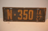 1927 IOWA LICENSE PLATE