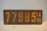 1914 IOWA LICENSE PLATE