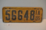 1915 IOWA LICENSE PLATE