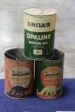 (3) vintage 5 qt. motor oil cans
