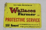 Wallaces Farmer protective service tin sign