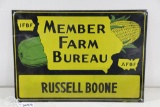 Member Farm Bureau antique tin sign w/decorative ear of corn