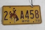 (2) Wyoming license plates w/bucking broncos