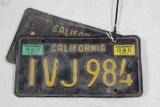 Matched pair of CA black-plate license plates