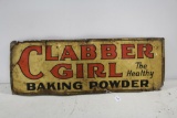 Clabber Girl vintage tin sign in rough condition