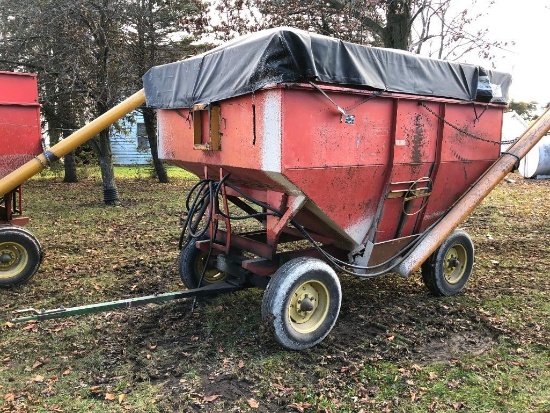 J&M gravity wagon on JD running gear w/hyd. seed auger