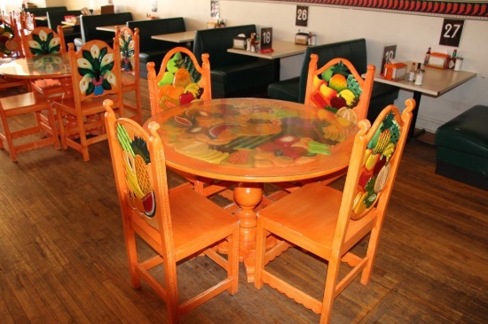 Mexican styled round pedestal table and 4 chairs