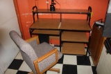 RCA tv, stand, computer desk, chairs and file cabinet