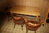 Wooden table and non matching chairs