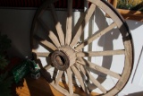 5' diameter antique wooden wagon wheel