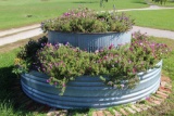 10' diameter & 6' diameter water tank flower display