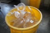 39 gallon poly bin full of plastic beer pitchers